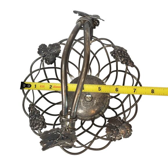 Godinger Silver Art Co Ltd. Wire Basket With Handle Grapevine Grape Leaves 7.5" - Picture 9 of 10